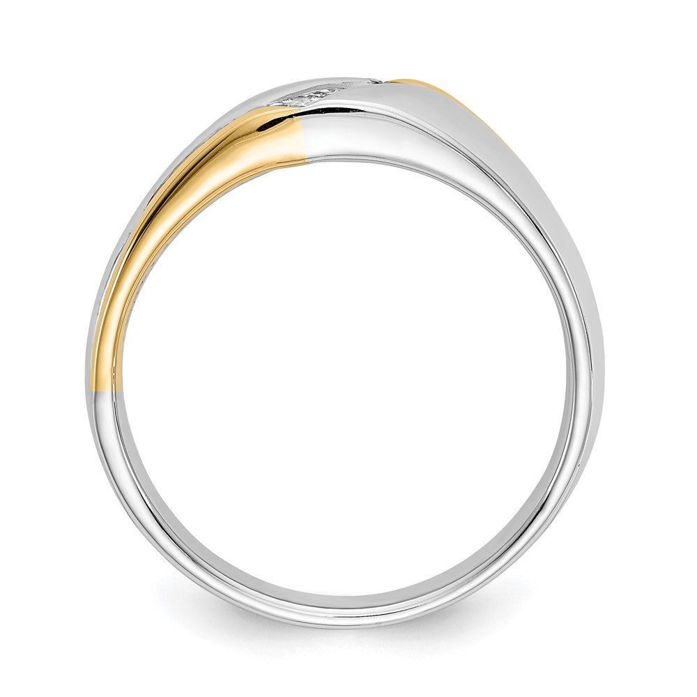 14k Two-Tone Gold Square Real Diamond Mens Ring