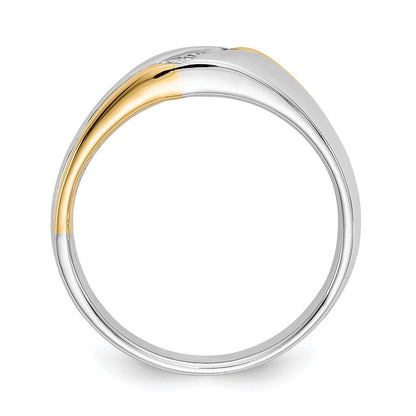 14k Two-Tone Gold Square Real Diamond Mens Ring