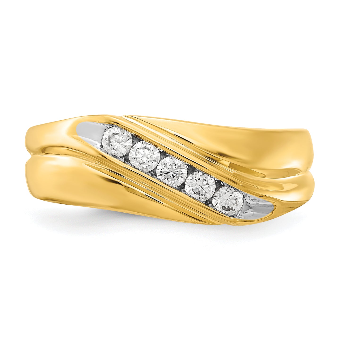 14k Yellow Gold 1/3 Ct. Lab Grown Diamond VS/SI+ G+ Five Stone Men's Ring