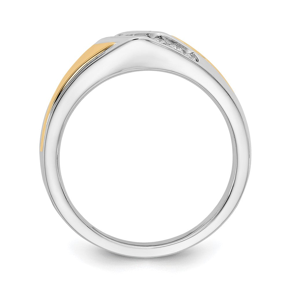 14k Two-tone Gold Real Diamond Mens Ring