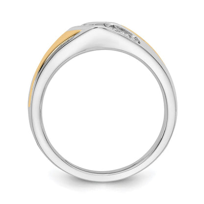 14k Two-tone Gold Real Diamond Mens Ring