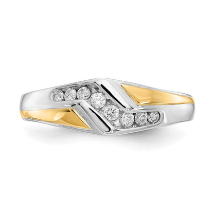 14k Two-tone Gold Real Diamond Mens Ring