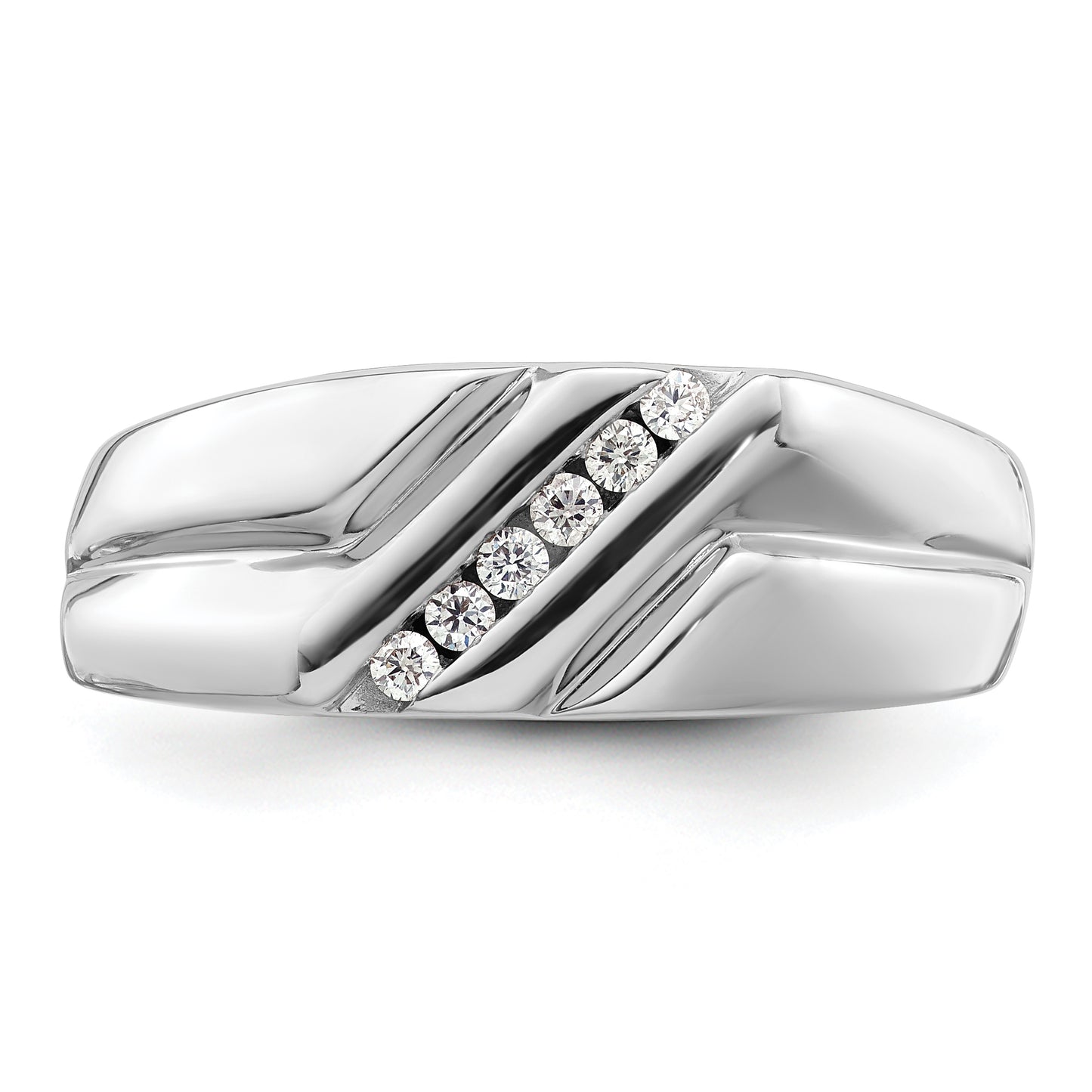 14k White Gold 1/6 Ct. Lab Grown Diamond VS/SI+ G+ Six Stone Men's Ring