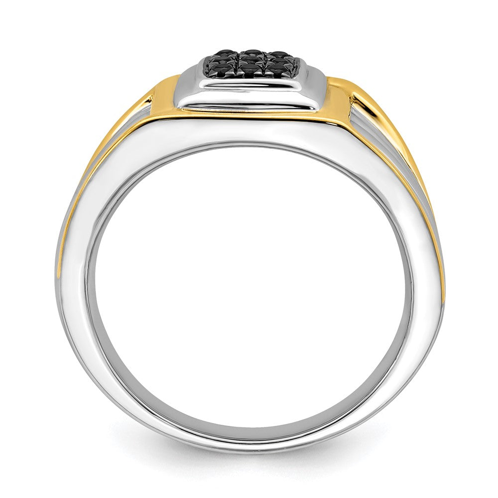 14k Two-Tone Gold Black Real Diamond Mens Ring
