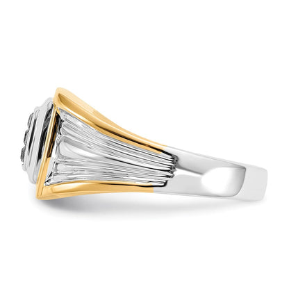 14k Two-Tone Gold Black Real Diamond Mens Ring