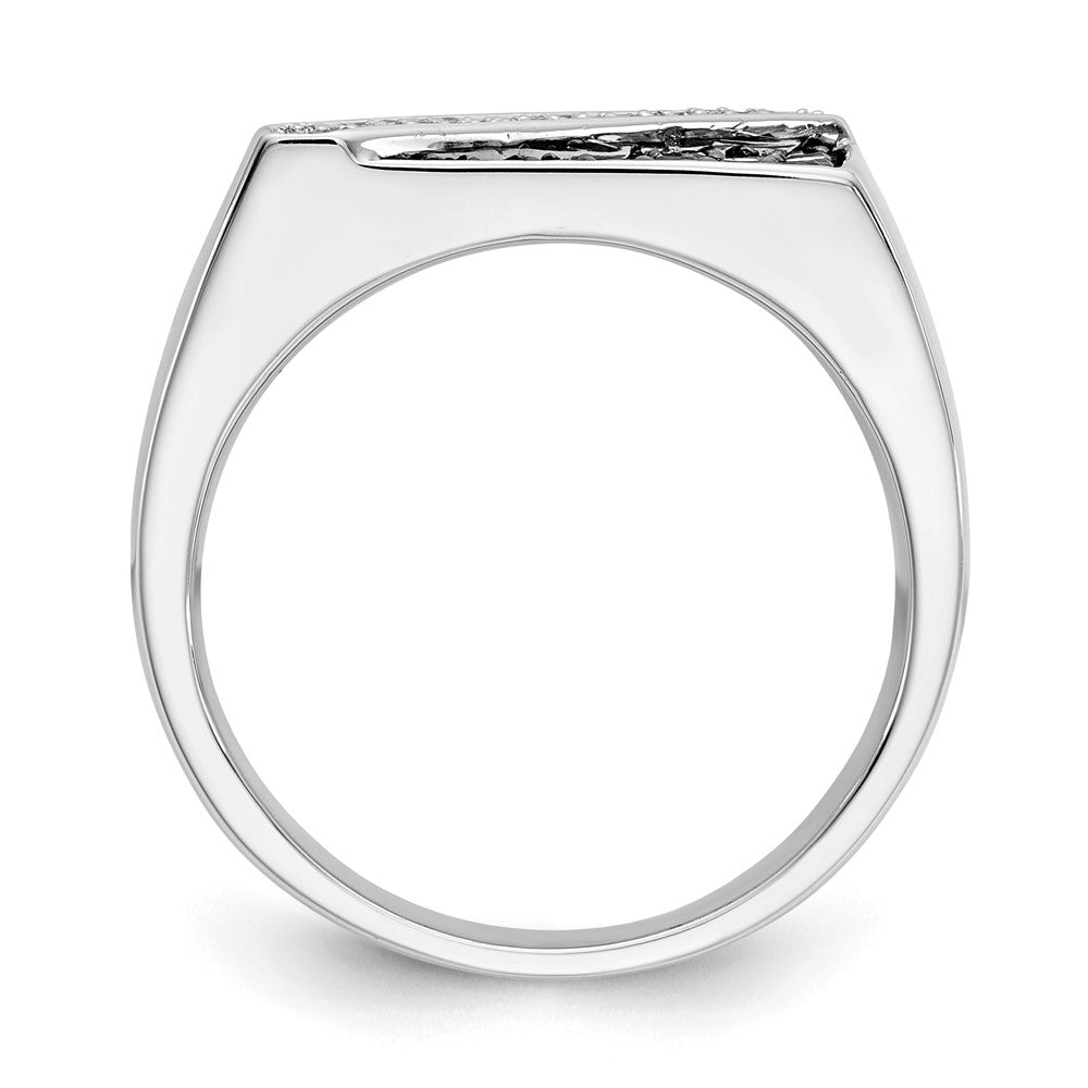 14k White Gold Black and White Real Diamond Mens Ring