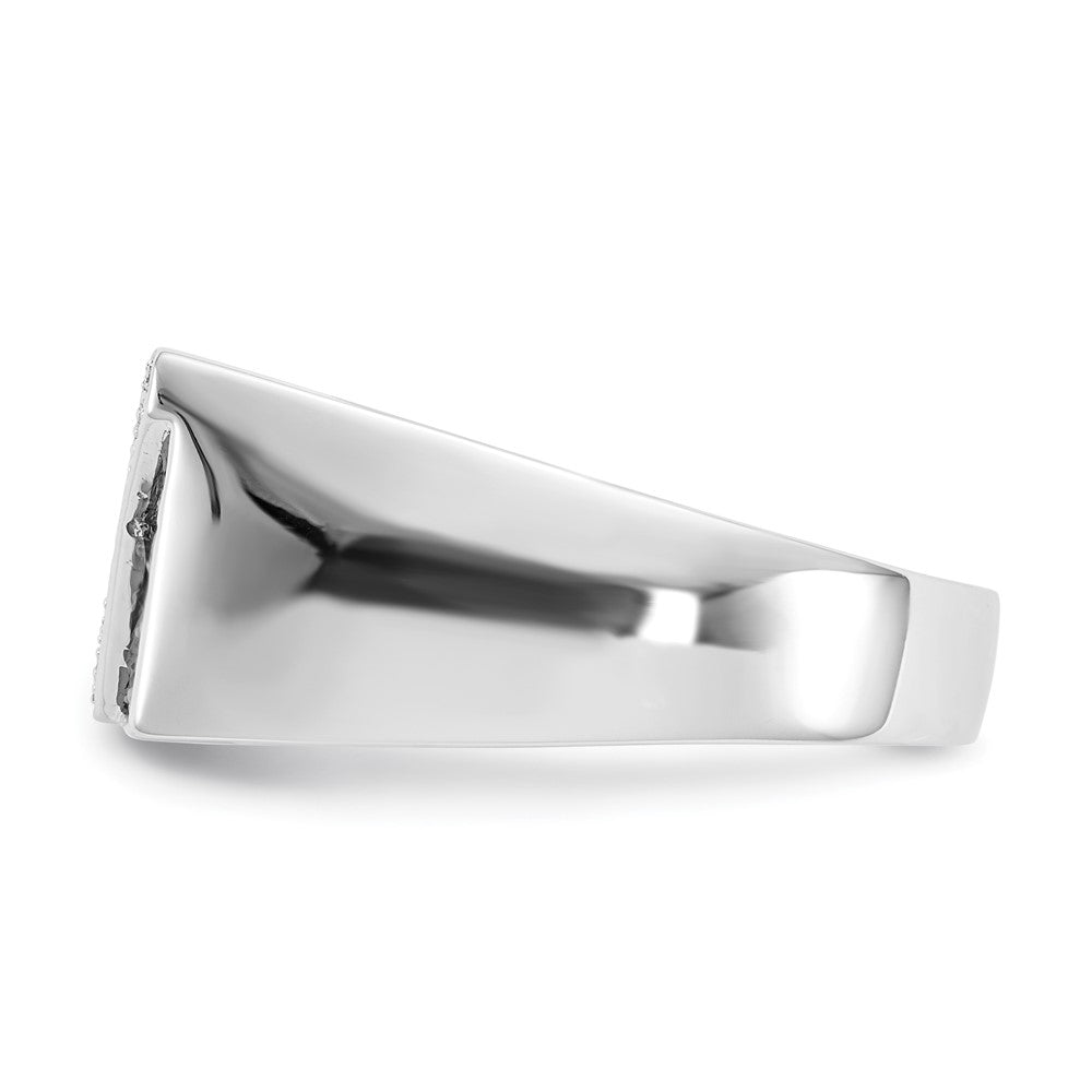 14k White Gold Black and White Real Diamond Mens Ring