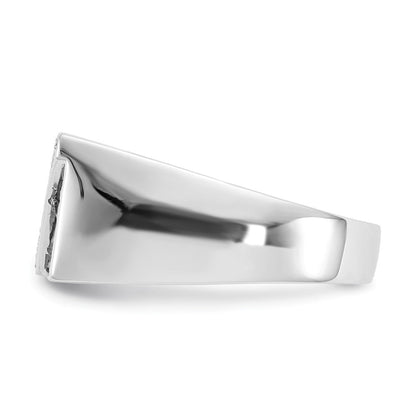 14k White Gold Black and White Real Diamond Mens Ring