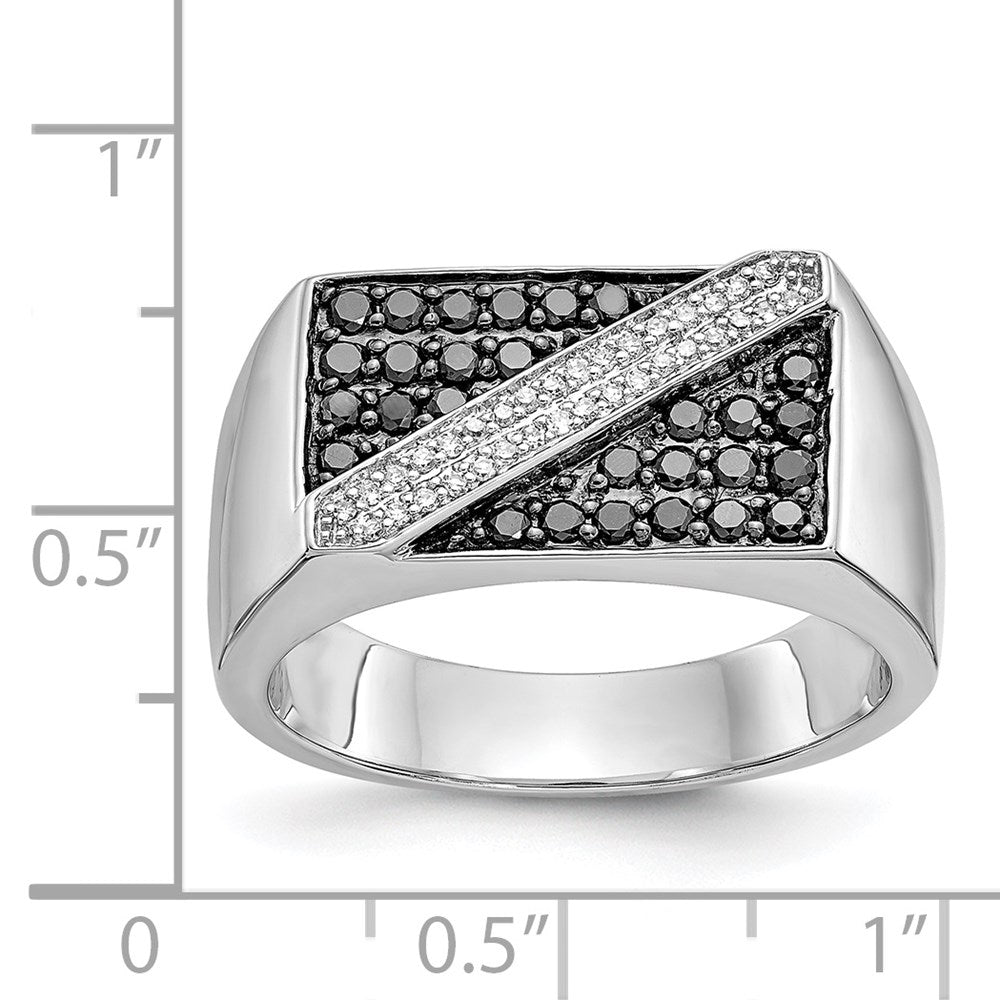 14k White Gold Black and White Real Diamond Mens Ring