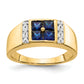 14k Yellow Gold 1/20 Ct. Lab Grown Diamond VS/SI+ G+ and Lab Created Blue Sapphire Men's Ring