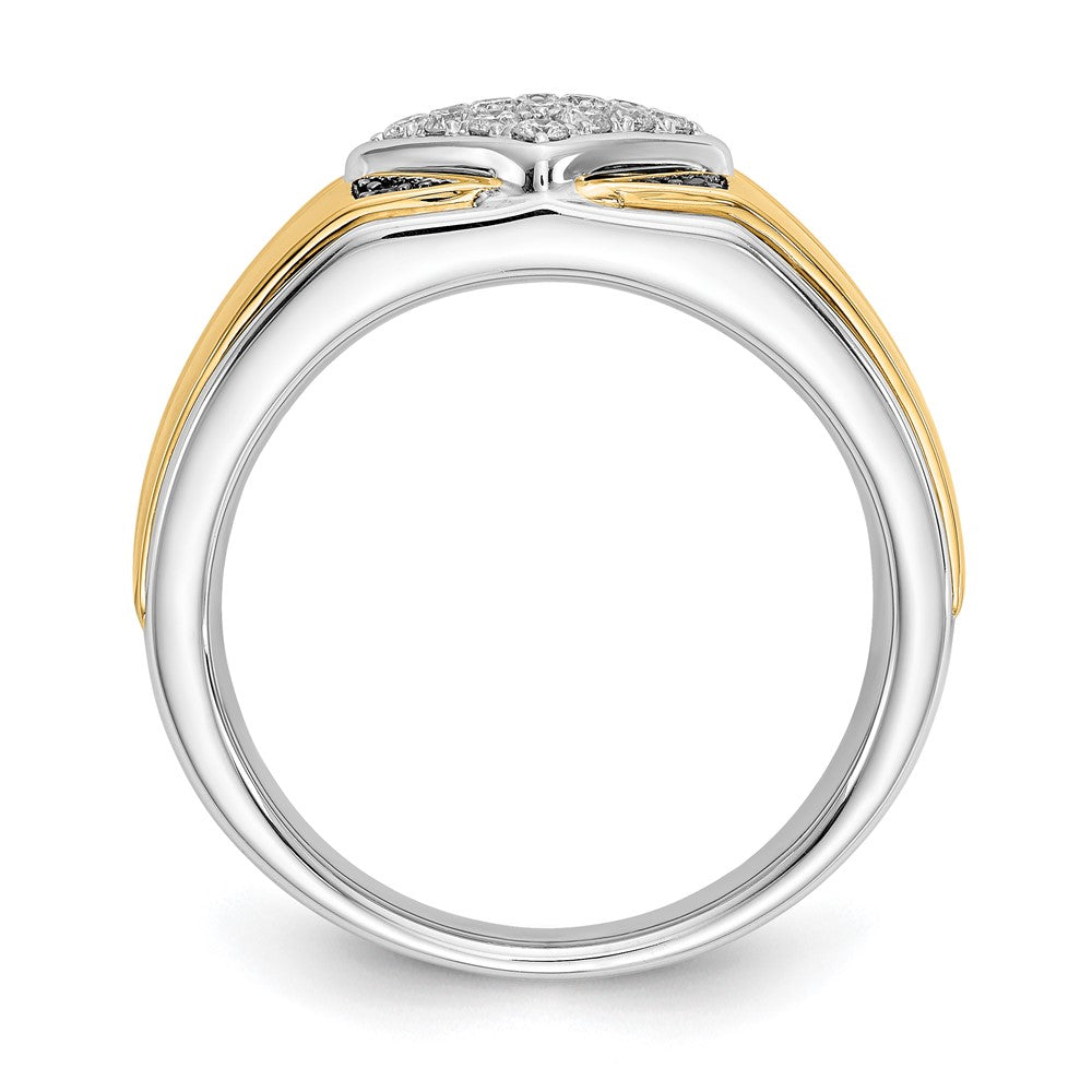 14k Two-Tone Gold Black and White Real Diamond Mens Ring