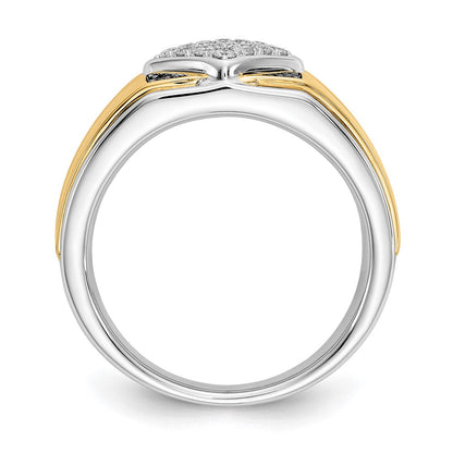 14k Two-Tone Gold Black and White Real Diamond Mens Ring