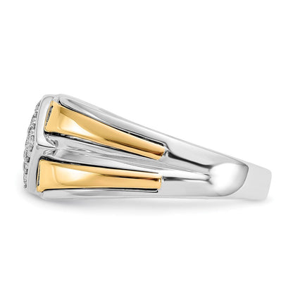 14k Two-Tone Gold Black and White Real Diamond Mens Ring