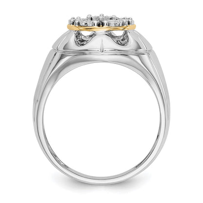 14k Two-Tone Gold Real Diamond Mens Ring