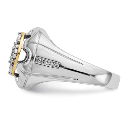 14k Two-Tone Gold Real Diamond Mens Ring