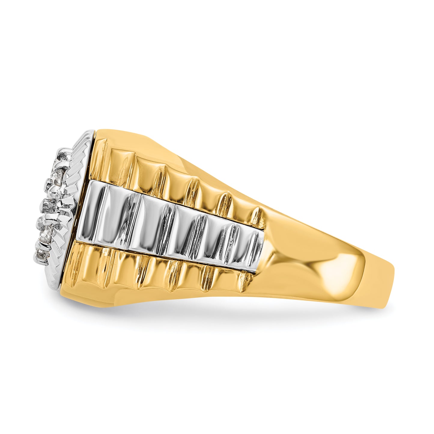 14k Two-Tone 1/2 Ct. Lab Grown Diamond VS/SI+ G+ Ridged Men's Ring