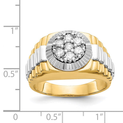14K Two Tone Aa Diamond Men'S Ring