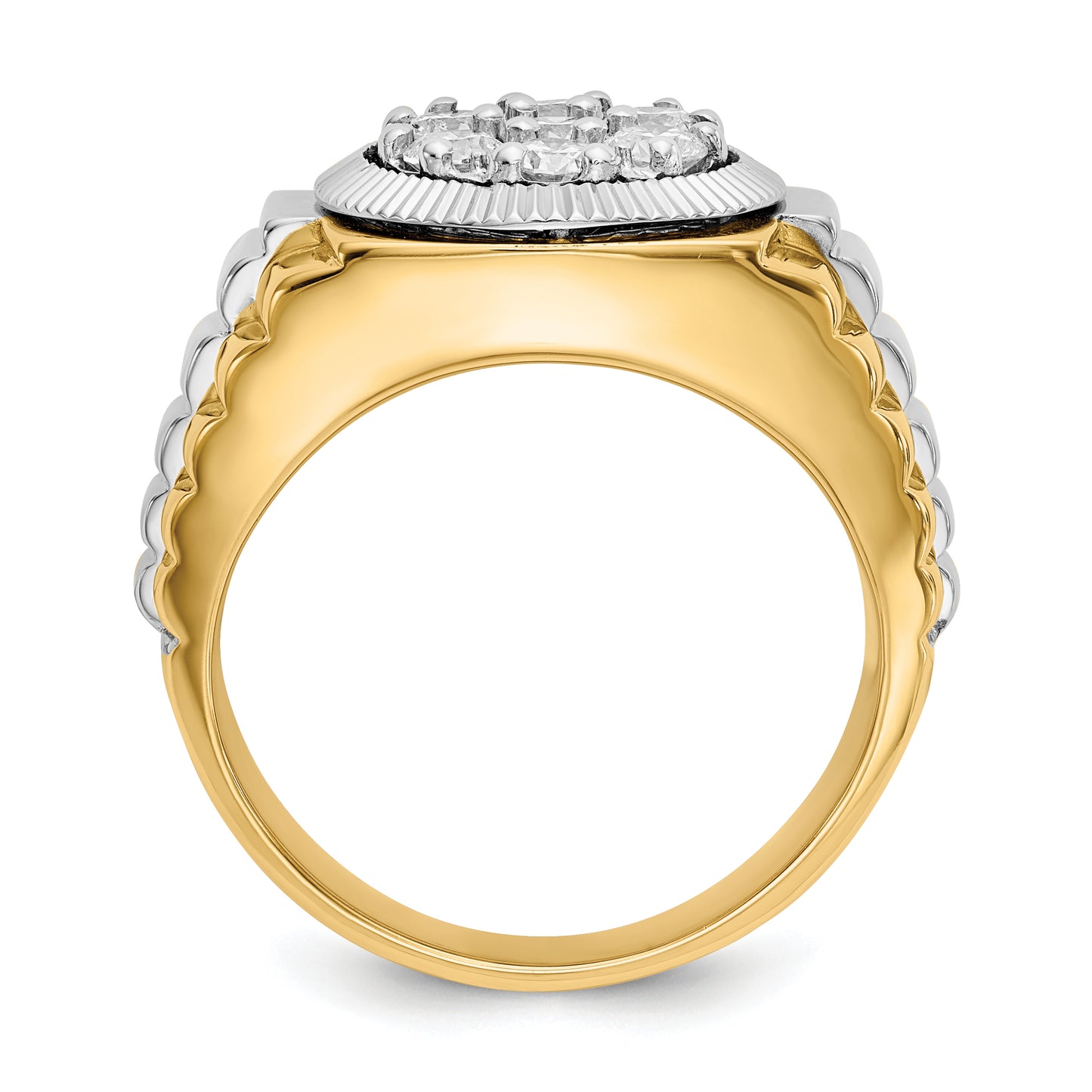 14k Two-Tone 1 Ct. Lab Grown Diamond VS/SI+ G+ Ridged Men's Ring