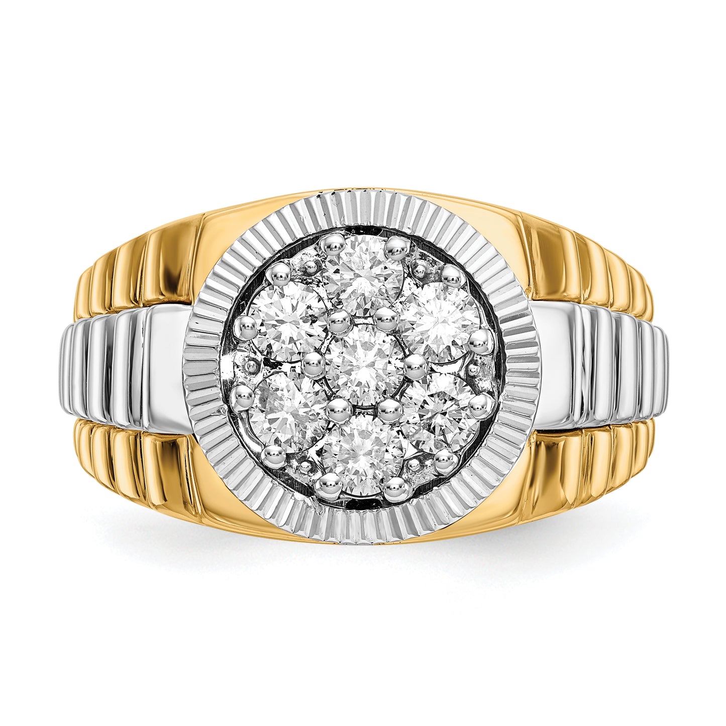 14k Two-Tone 1 Ct. Lab Grown Diamond VS/SI+ G+ Ridged Men's Ring