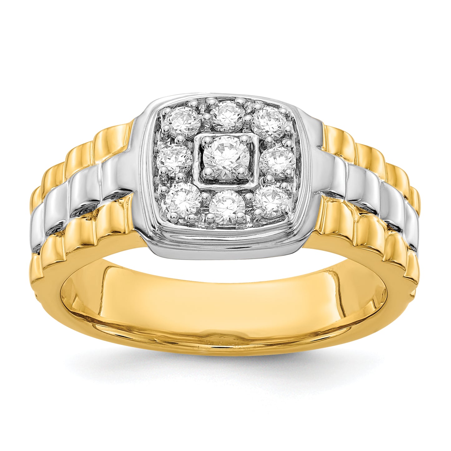 14k Two-Tone 3/8 Ct. Lab Grown Diamond VS/SI+ G+ Cluster Men's Ring