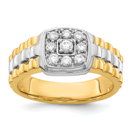 14k Two-Tone 3/8 Ct. Lab Grown Diamond VS/SI+ G+ Cluster Men's Ring