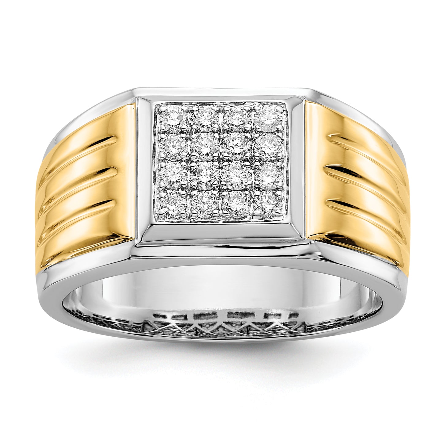 14k Two-Tone 3/8 Ct. Lab Grown Diamond VS/SI+ G+ Square Cluster Men's Ring