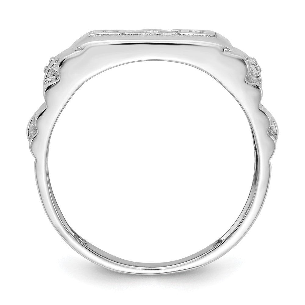 14K White Gold Aa Diamond Men'S Ring