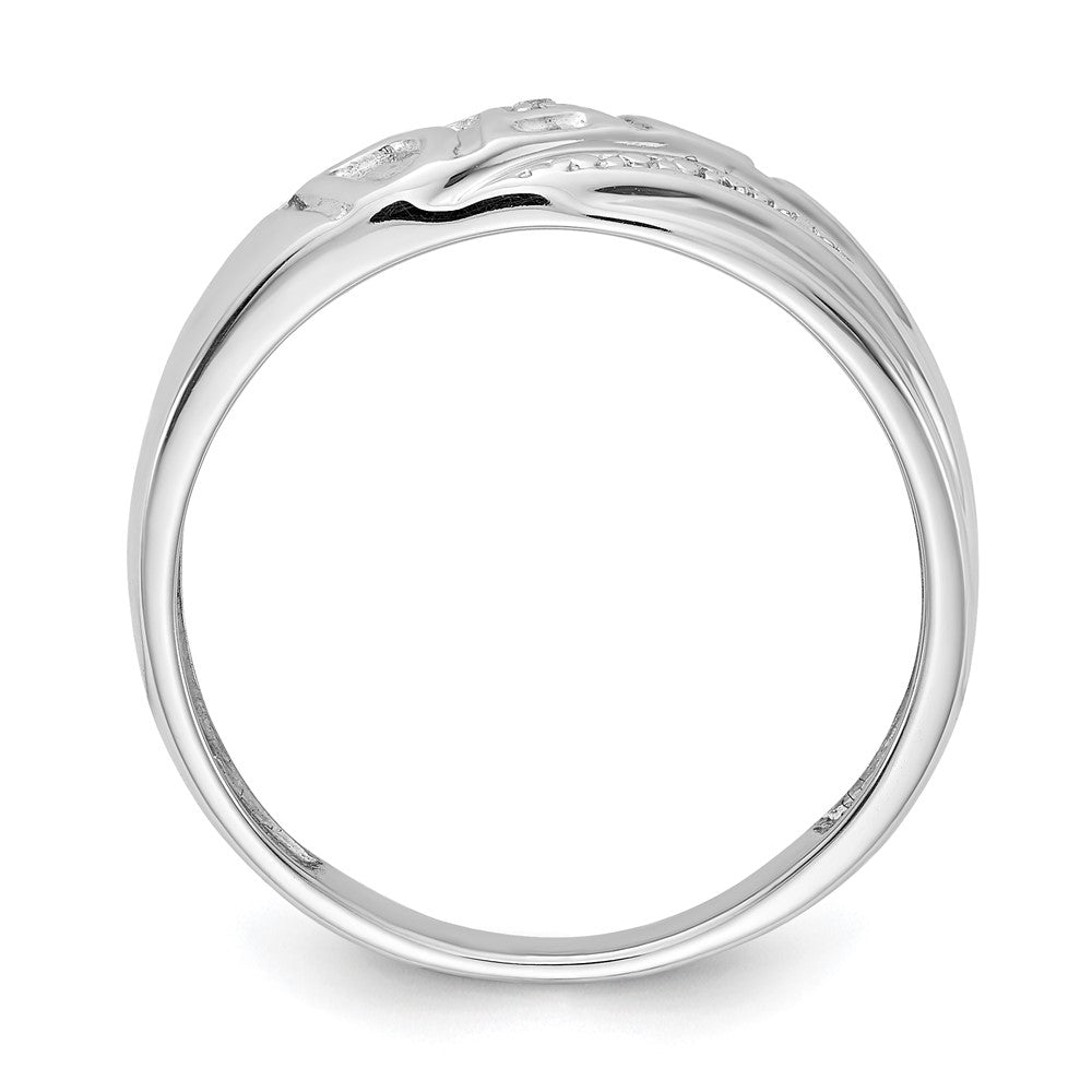 14k White Gold AA Real Diamond Men's Dad Ring