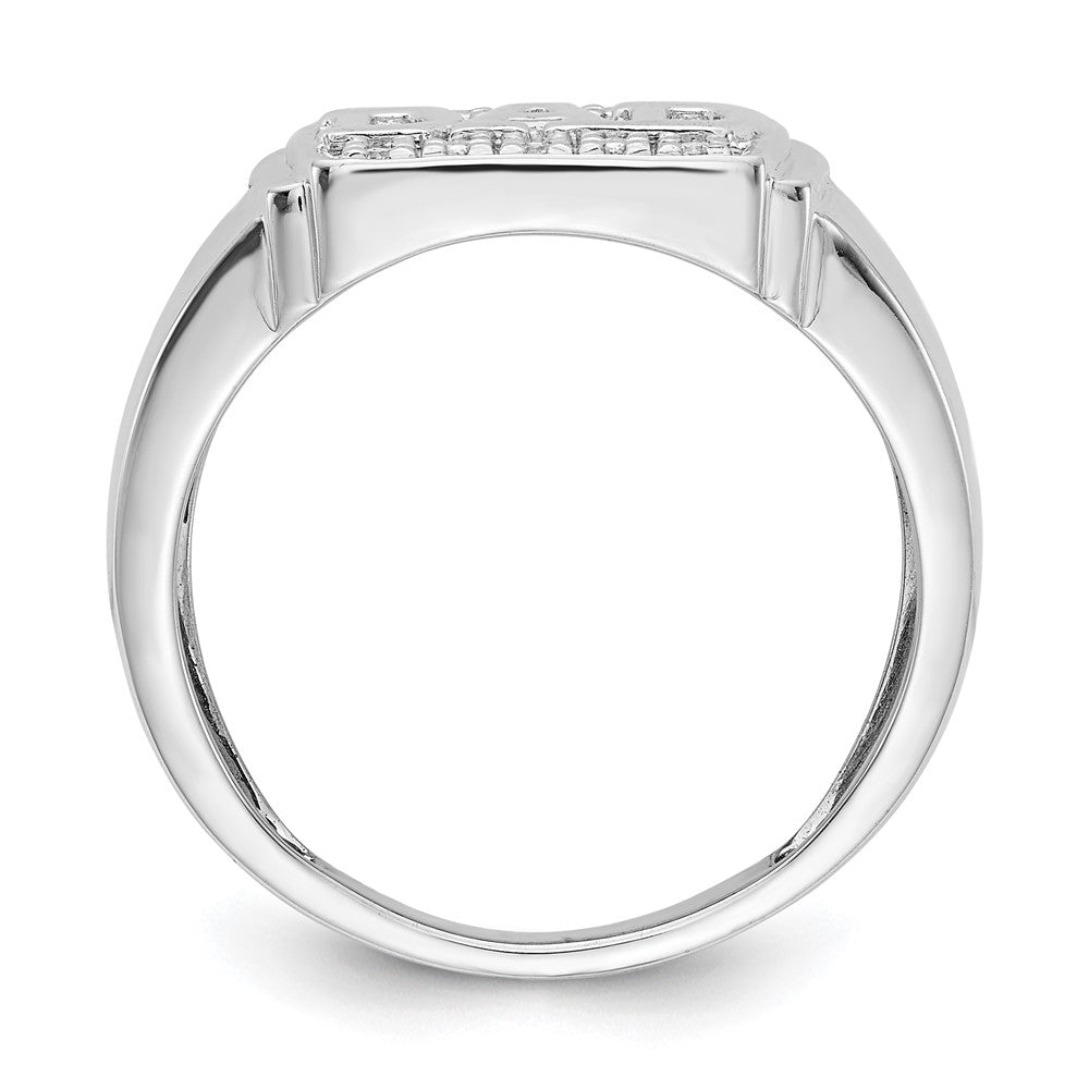 14k White Gold AAA Real Diamond men's ring