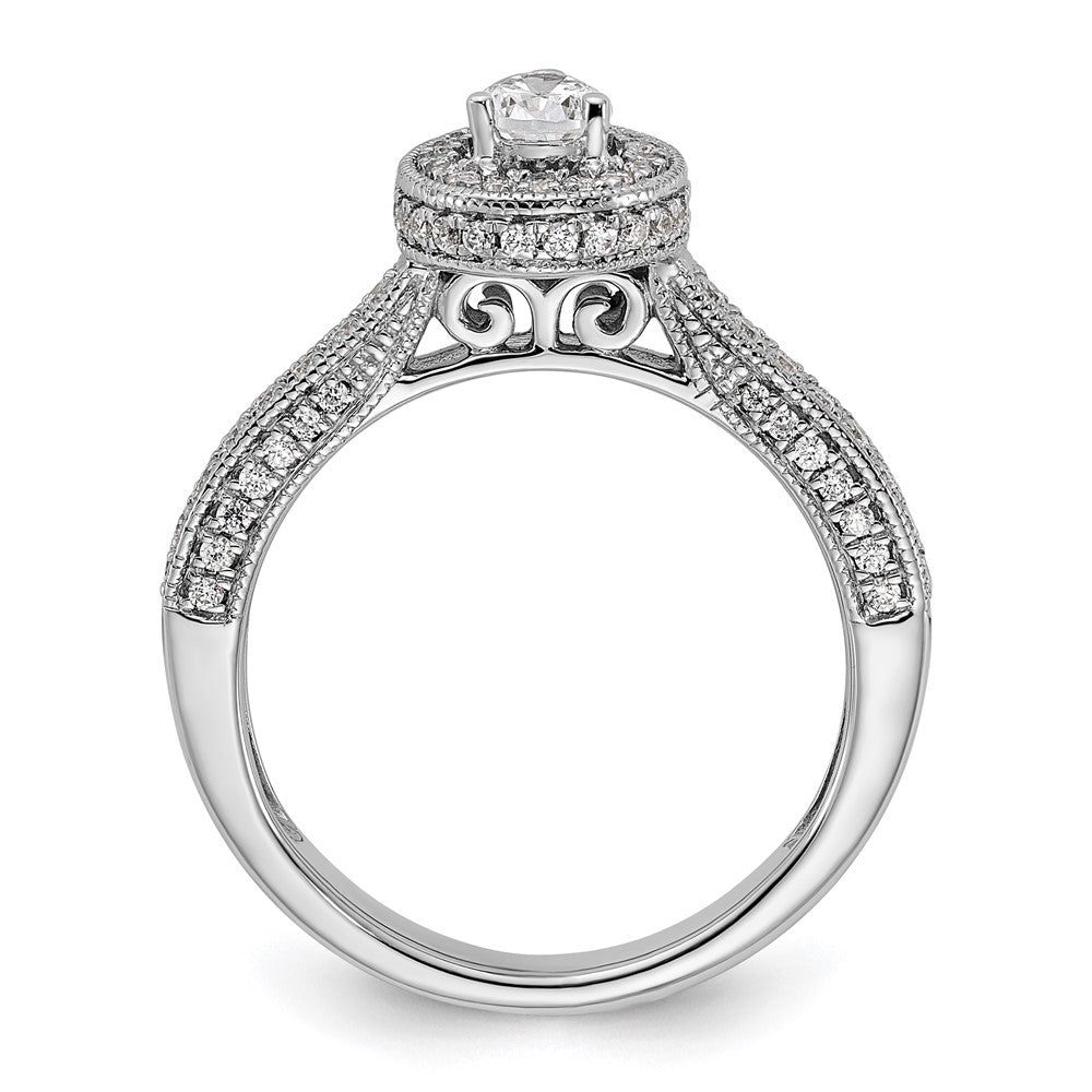 0.50ct. CZ Solid Real 14k White Gold Pear Halo Engagement Ring