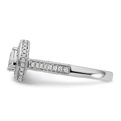 0.50ct. CZ Solid Real 14k White Gold Pear Halo Engagement Ring