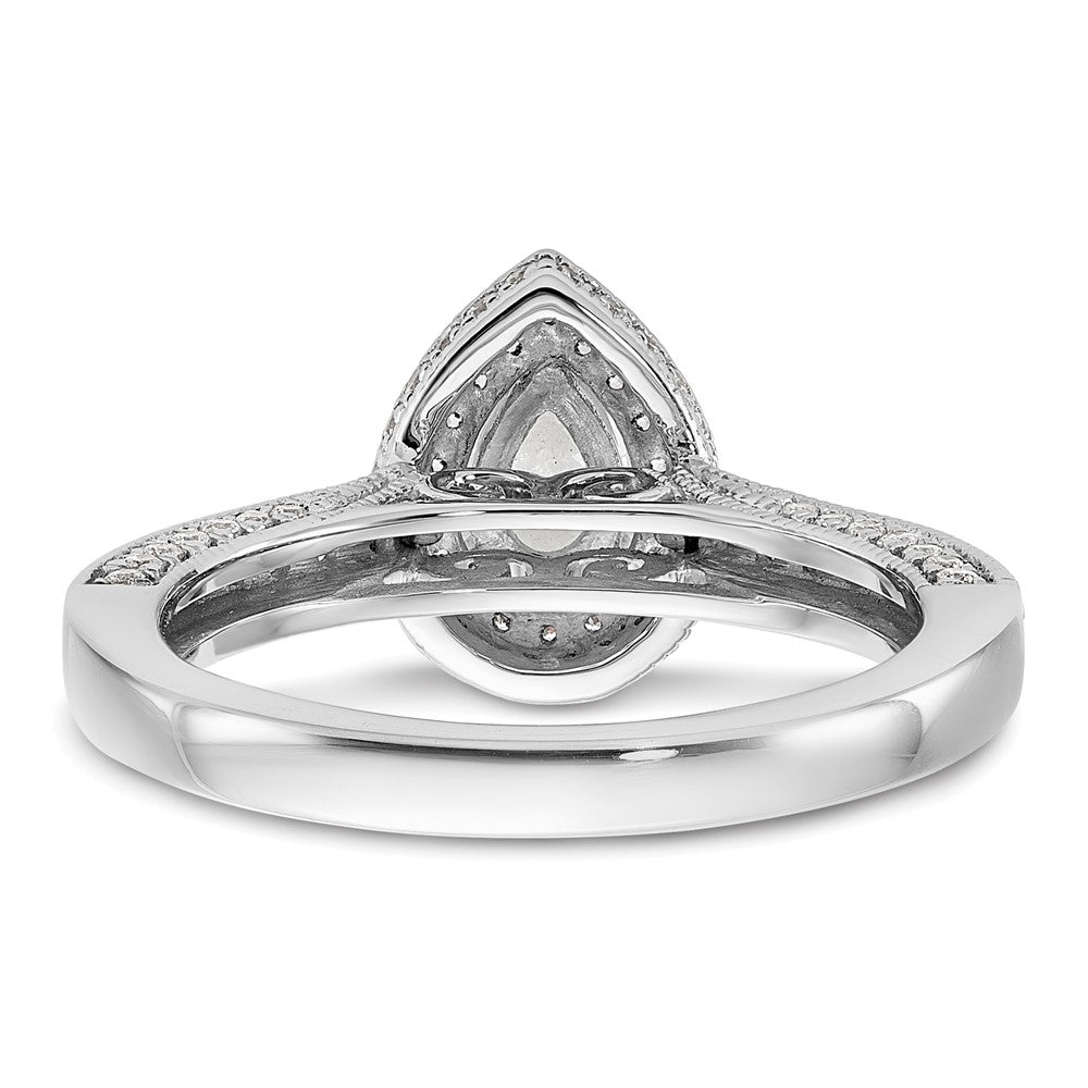 0.50ct. CZ Solid Real 14k White Gold Pear Halo Engagement Ring
