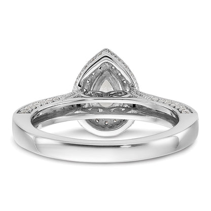 0.50ct. CZ Solid Real 14k White Gold Pear Halo Engagement Ring