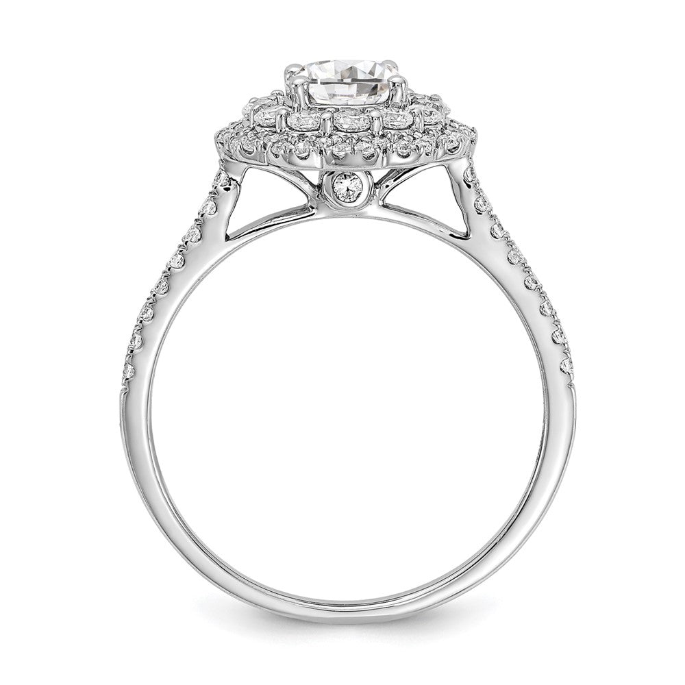 0.60ct. CZ Solid Real 14k White Gold Double Halo Engagement Ring