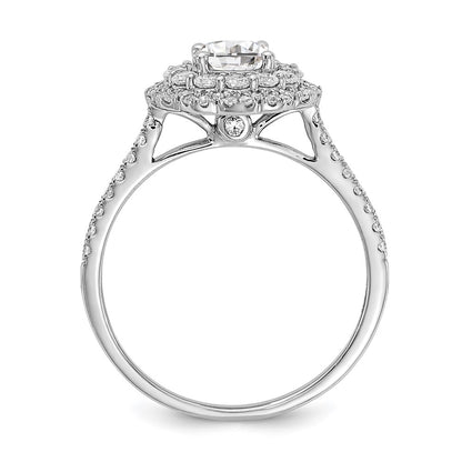 0.60ct. CZ Solid Real 14k White Gold Double Halo Engagement Ring