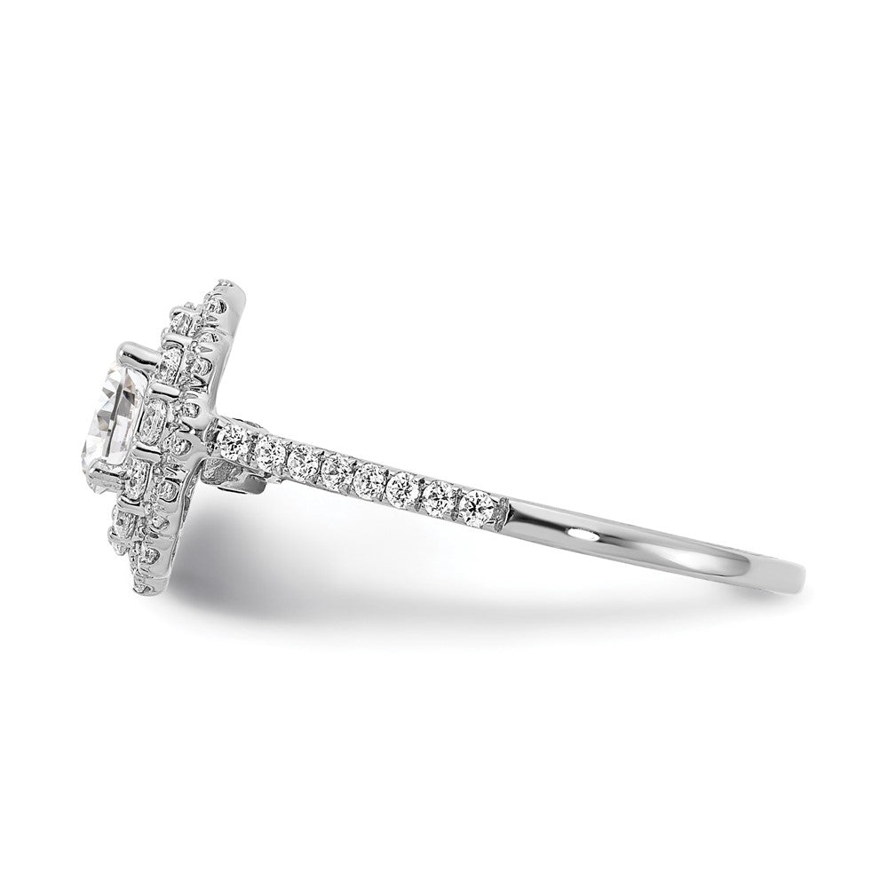 0.60ct. CZ Solid Real 14k White Gold Double Halo Engagement Ring