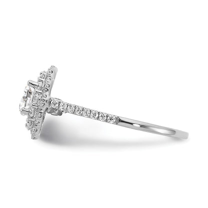 0.60ct. CZ Solid Real 14k White Gold Double Halo Engagement Ring