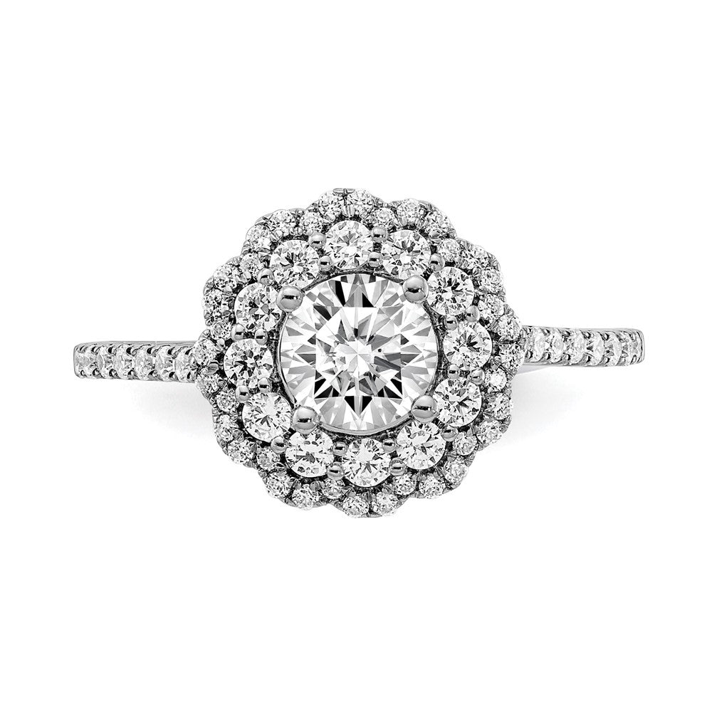 0.60ct. CZ Solid Real 14k White Gold Double Halo Engagement Ring