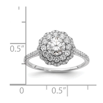 0.60ct. CZ Solid Real 14k White Gold Double Halo Engagement Ring