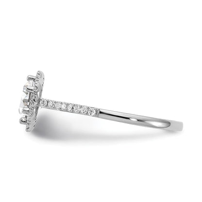 14K White Gold Hexagon Halo (Holds 3/4 Carat (6.00mm) Round Center) 1/4 Diamond Semi Mount Engagement Ring