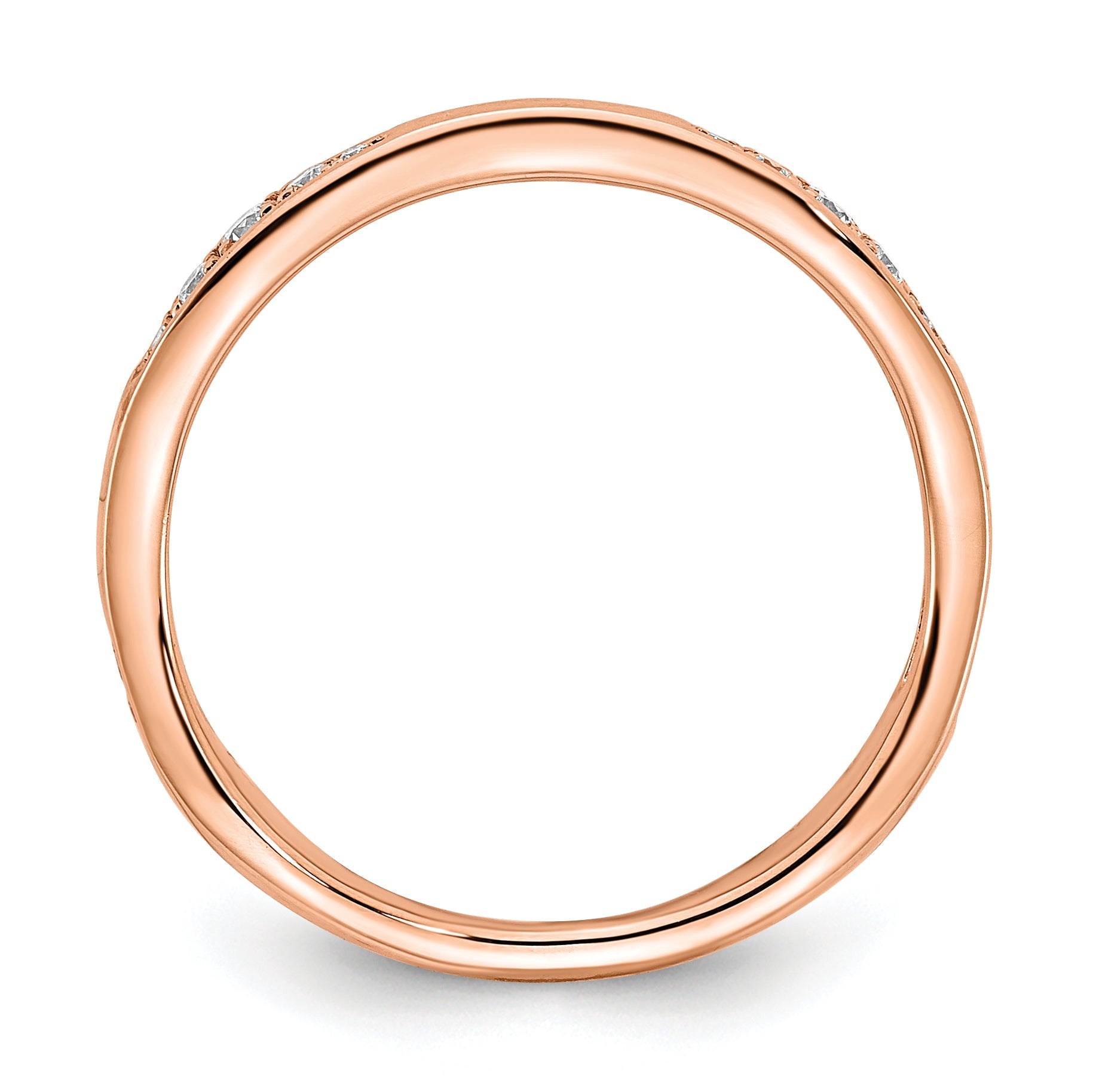 14K Rose Gold 1/8 Carat Diamond Contoured Complete Wedding Band