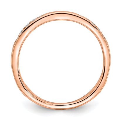 14K Rose Gold 1/8 Carat Diamond Contoured Complete Wedding Band