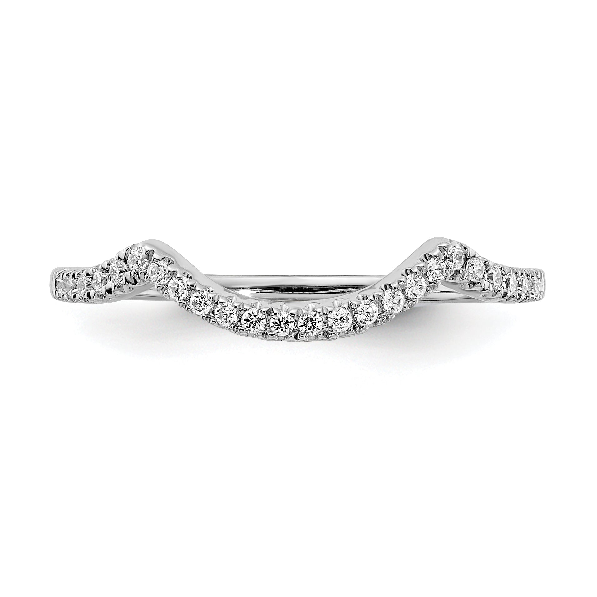 14k White Gold 1/8 Ct. Lab Grown Diamond VS/SI+ G+ Round Contoured Wedding Band Ring