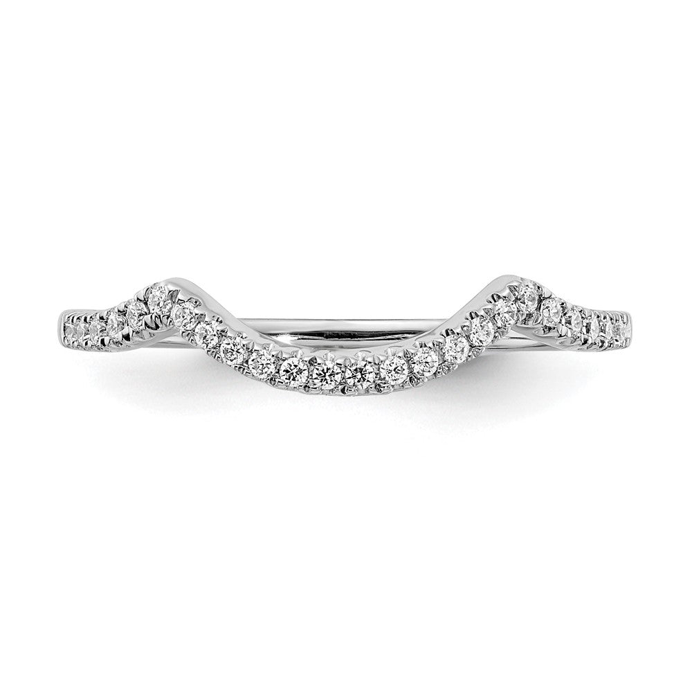 14k White Gold 1/8 Ct. Lab Grown Diamond VS/SI+ G+ Round Contoured Wedding Band Ring