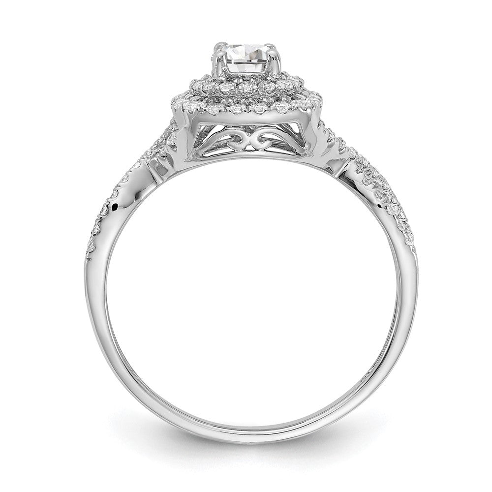 0.33ct. CZ Solid Real 14k White Gold Double Halo Engagement Ring