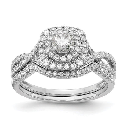 14k White Gold 3/4 Ct. Lab Grown Diamond VS/SI+ G+ Round Double Halo Engagement Ring