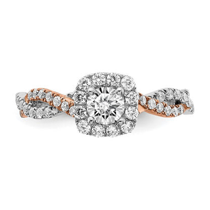 14K Two-Tone Lab Grown VS/SI+ G+ Diamond Square Halo Engagement Ring