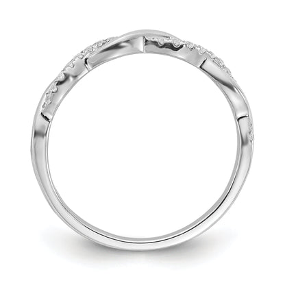 14K White Gold Criss Cross 1/8 Carat Diamond Complete Wedding Band