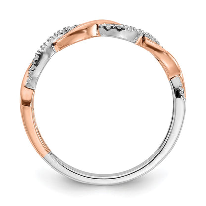 14k Two-tone Two Tone Rose and White Gold 1/8 Ct. Lab Grown Diamond VS/SI+ G+ Complete Wedding Band