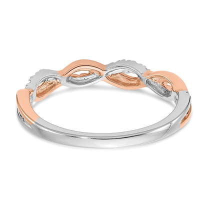 14k Two-tone Two Tone Rose and White Gold 1/8 Ct. Lab Grown Diamond VS/SI+ G+ Wedding Band Ring
